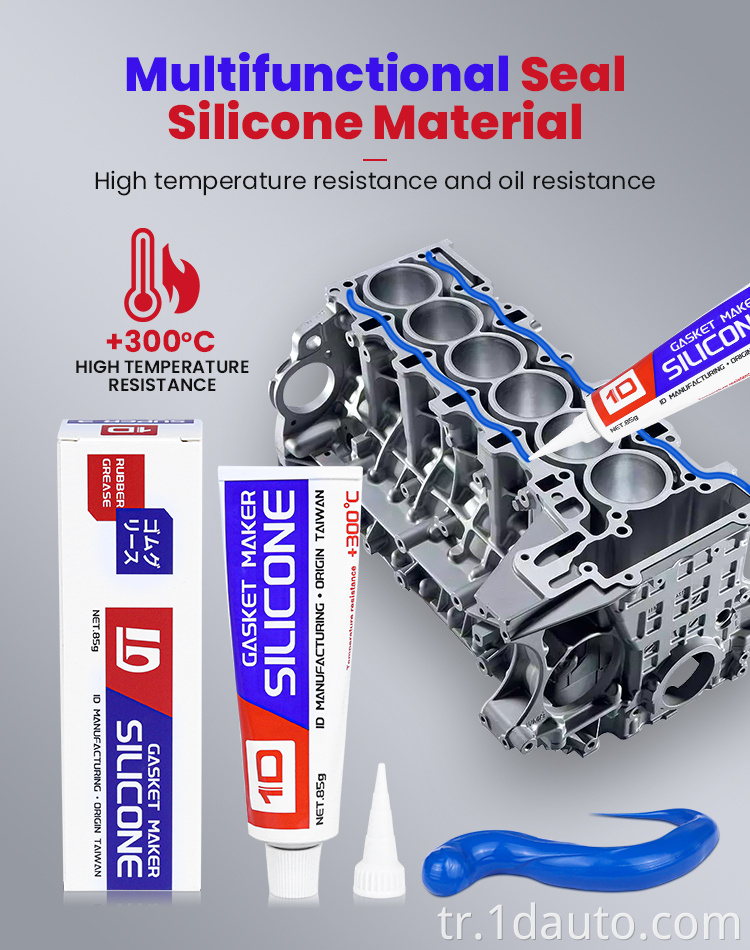 Motor için mavi yüksek sıcaklık silikon sızdırmazlık macunu Blue High Temperature Silicone Sealant for Engine